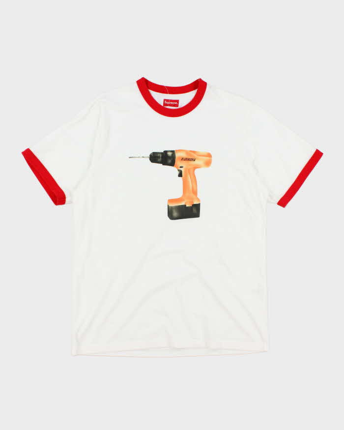 Supreme New York Drill Graphic Ringer T-Shirt - L