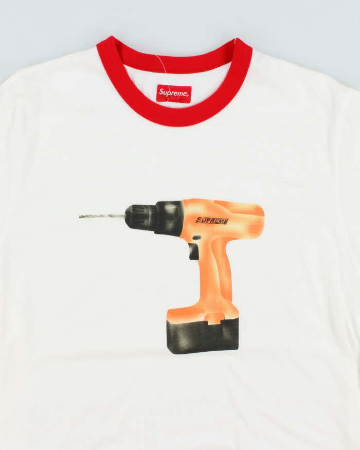 Supreme New York Drill Graphic Ringer T-Shirt - L