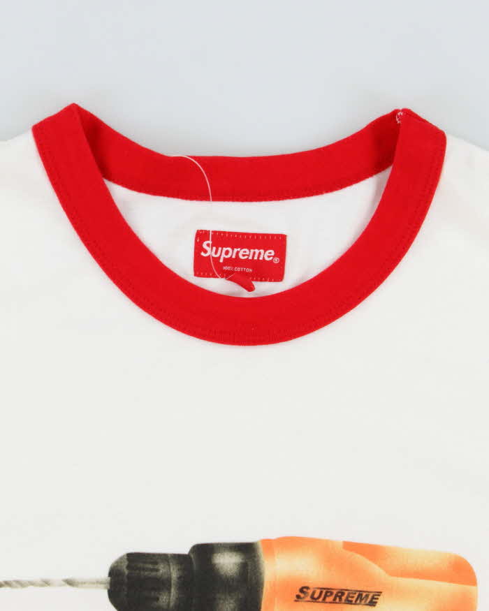 Supreme New York Drill Graphic Ringer T-Shirt - L