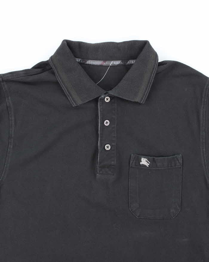 Vintage 2000's Burberry Blackout Embroidered Logo Polo Shirt - M