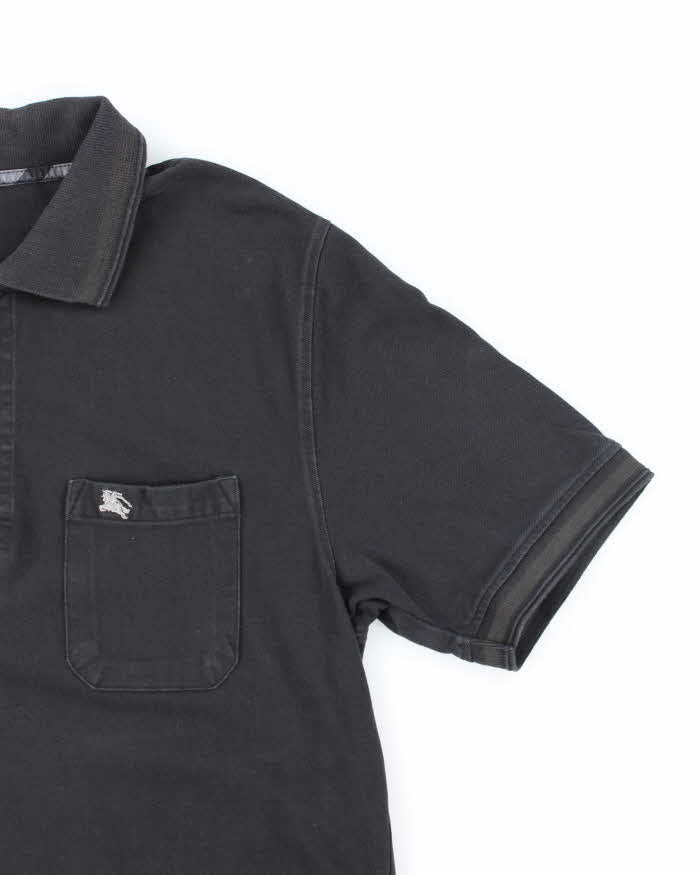 Vintage 2000's Burberry Blackout Embroidered Logo Polo Shirt - M