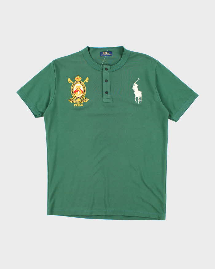 Vintage 2000's Ralph Lauren Quarter Button Embroidered T-Shirt - M