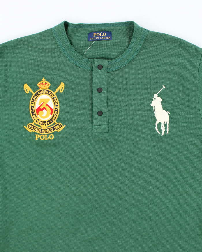 Vintage 2000's Ralph Lauren Quarter Button Embroidered T-Shirt - M