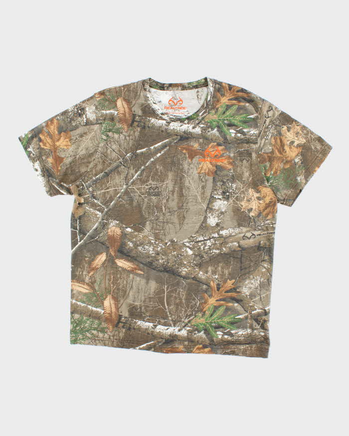 Vintage Y2K Real Tree Camouflage All Over Print T-Shirt - L