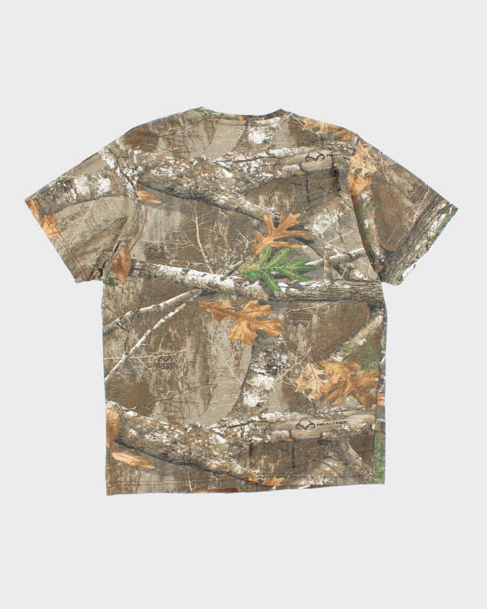 Vintage Y2K Real Tree Camouflage All Over Print T-Shirt - L
