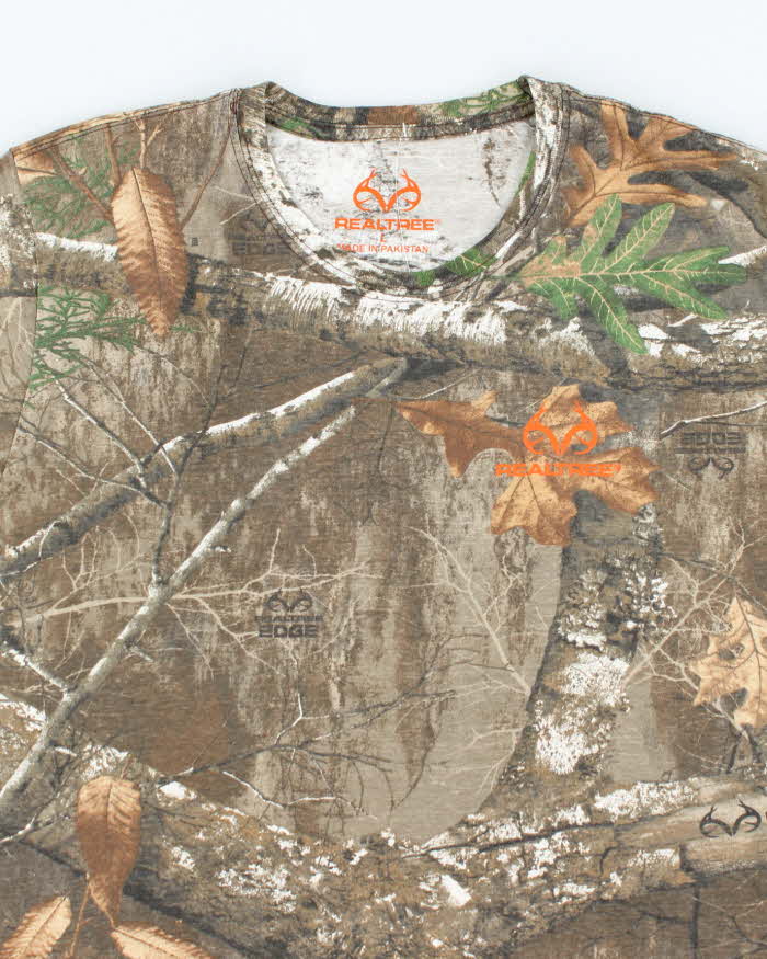 Vintage Y2K Real Tree Camouflage All Over Print T-Shirt - L