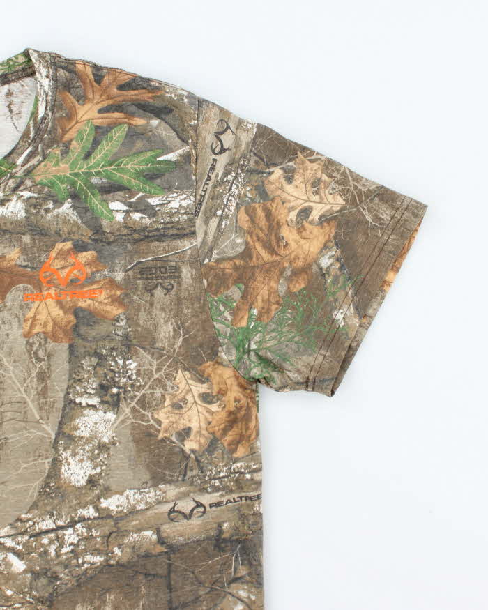 Vintage Y2K Real Tree Camouflage All Over Print T-Shirt - L