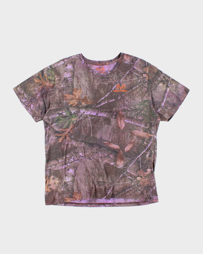 Vintage Y2K Real Tree Purple Camouflage All Over Print T-Shirt - XL