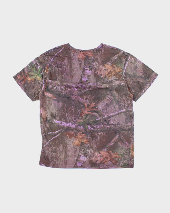 Vintage Y2K Real Tree Purple Camouflage All Over Print T-Shirt - XL