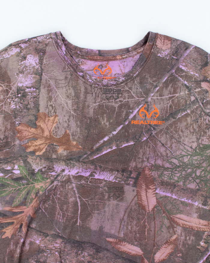 Vintage Y2K Real Tree Purple Camouflage All Over Print T-Shirt - XL