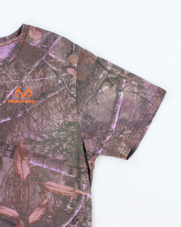 Vintage Y2K Real Tree Purple Camouflage All Over Print T-Shirt - XL