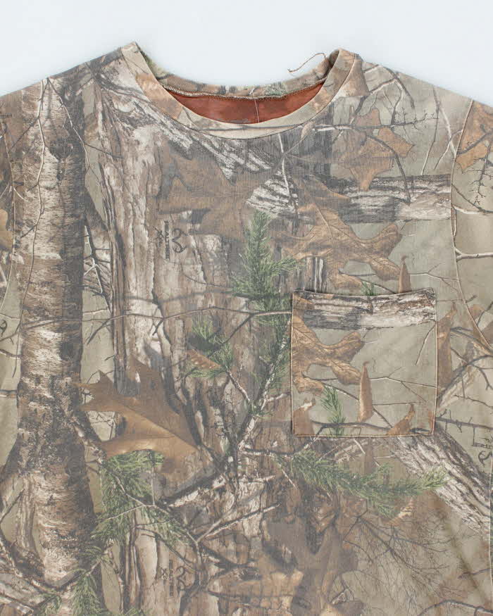 Vintage Y2K Real Tree Camouflage Pocket T-Shirt - M