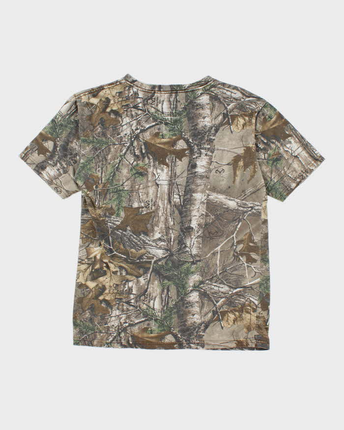 Vintage Y2K Real Tree Camouflage Plain T-Shirt - M
