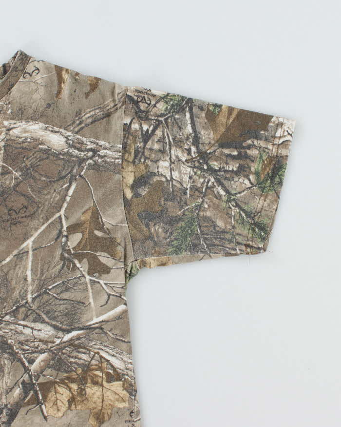Vintage Y2K Real Tree Camouflage Plain T-Shirt - M