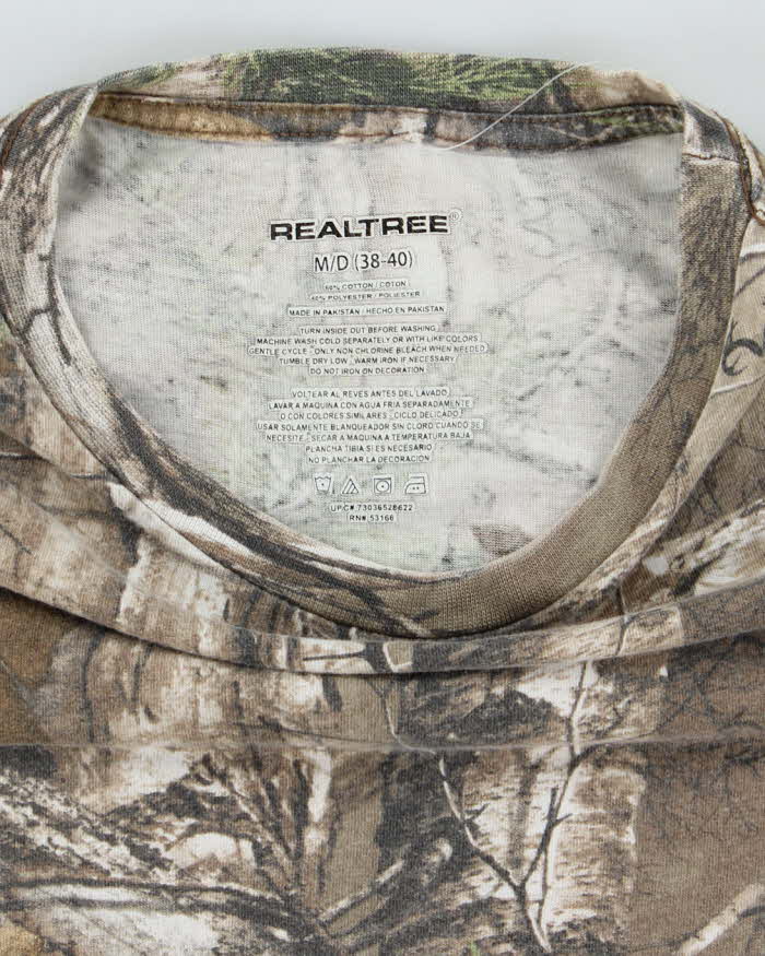 Vintage Y2K Real Tree Camouflage Plain T-Shirt - M