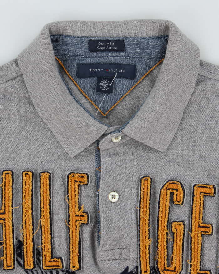 Vintage Y2K Tommy Hilfiger Front Patched Graphic Polo Shirt - L