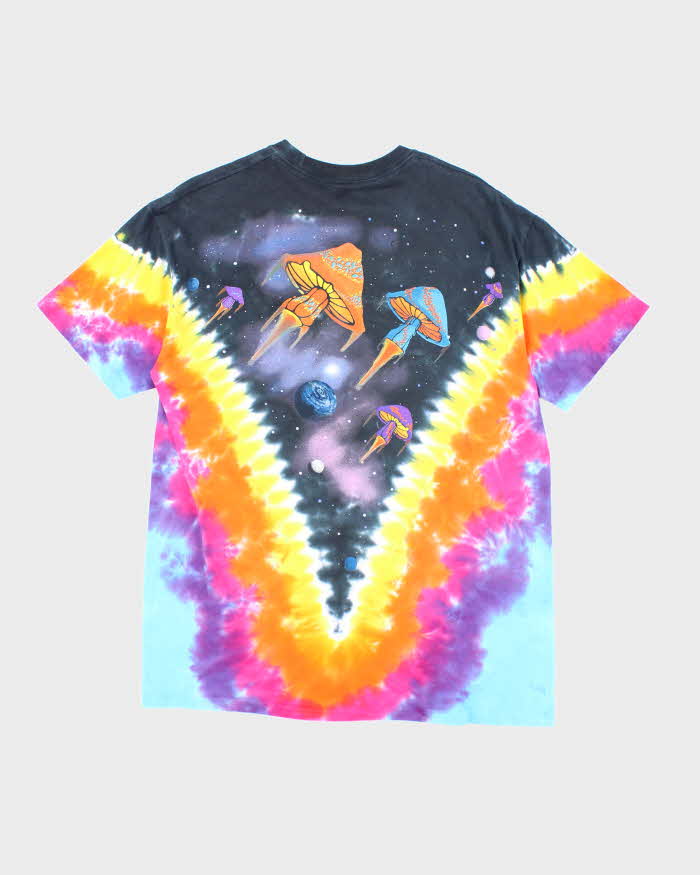 Vintage 2000's Liquid Blue Tie-Dye Mushroom Space Graphic T-Shirt - L
