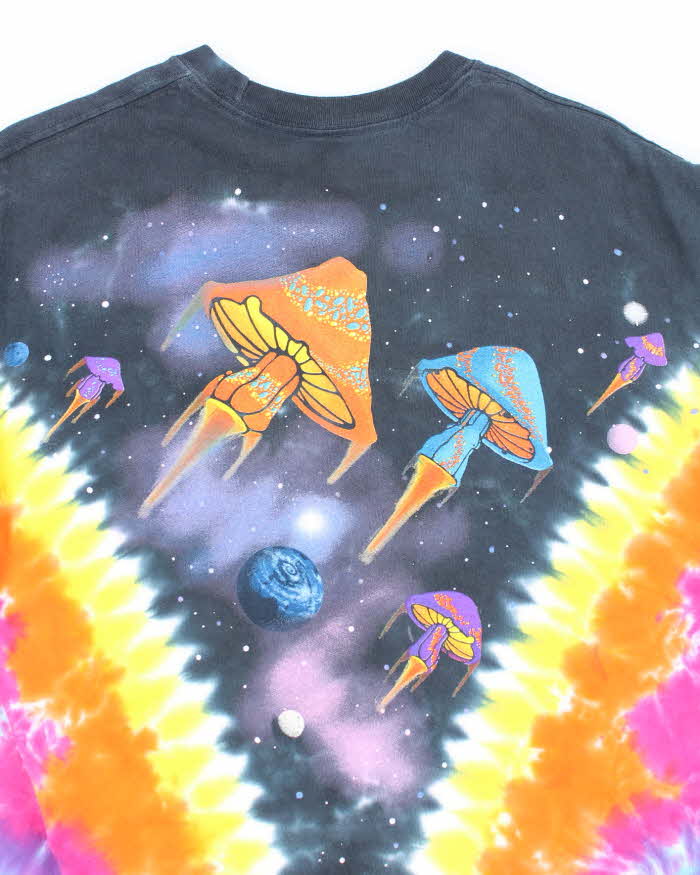 Vintage 2000's Liquid Blue Tie-Dye Mushroom Space Graphic T-Shirt - L