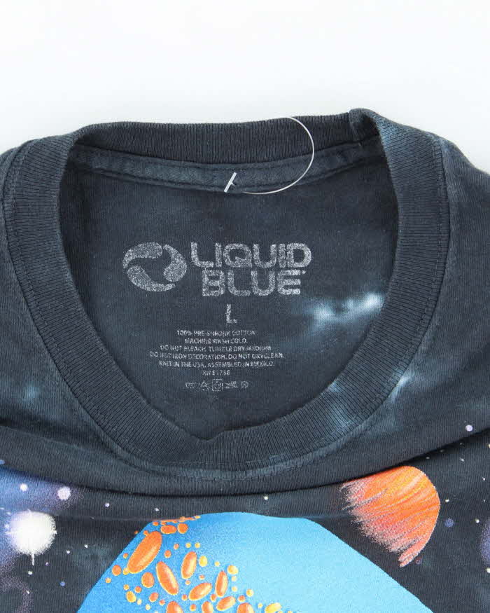 Vintage 2000's Liquid Blue Tie-Dye Mushroom Space Graphic T-Shirt - L
