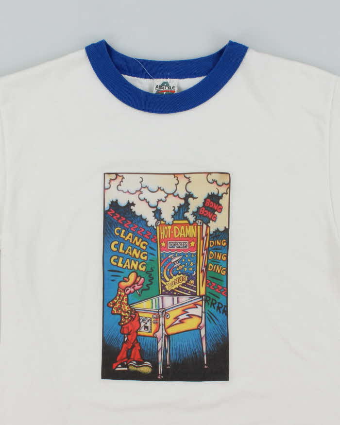 Vintage 2000's Pinball Graphic Ringer T-Shirt - S