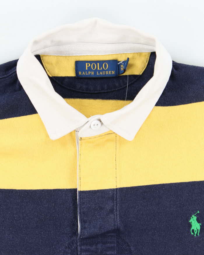 Vintage Y2K Ralph Lauren Faded Striped Rugby Shirt - XL