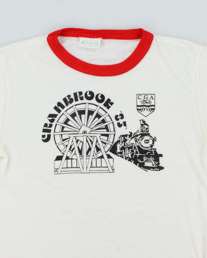 Vintage 80's Cranbrooks Train Graphic Ringer Style T-Shirt - M