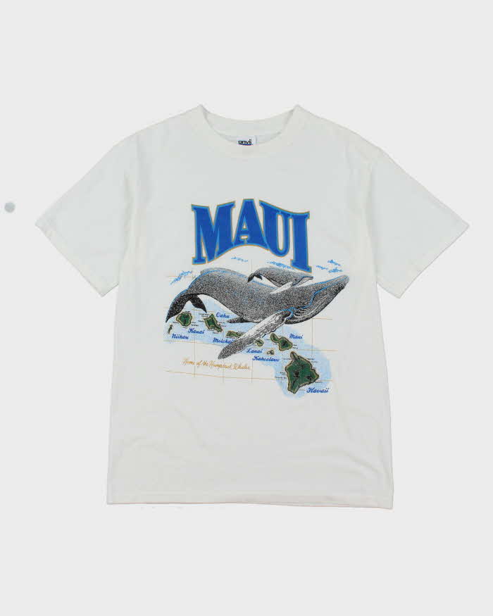 Vintage Y2K Maui Whale Graphic Souvenir T-Shirt - M