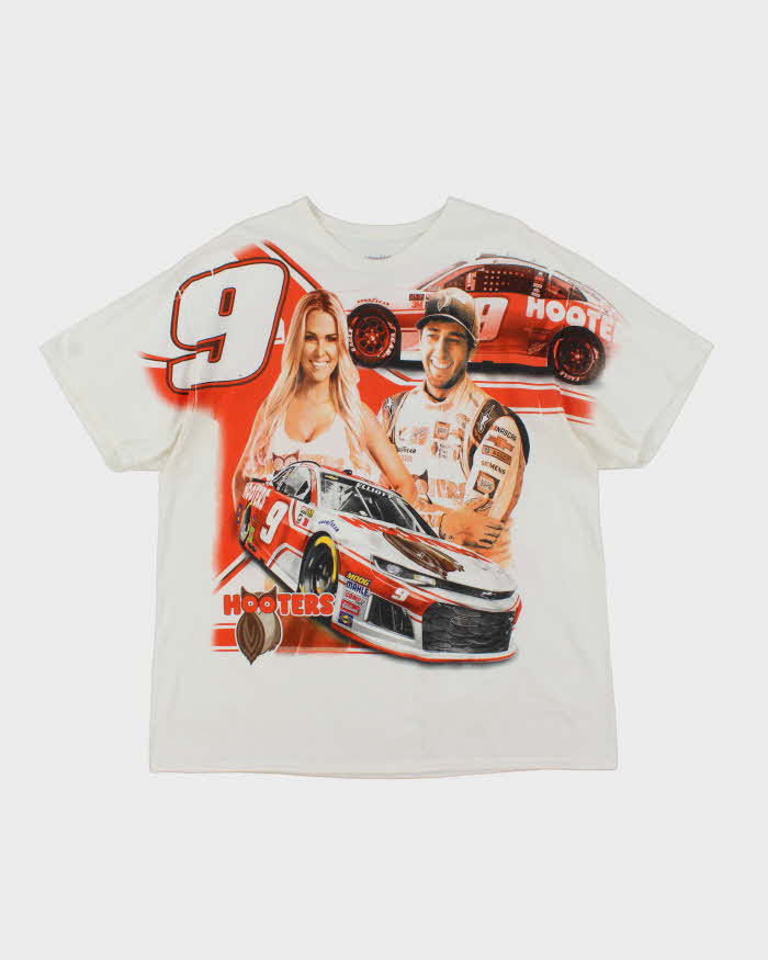 Vintage Y2K Hendrick Motorsports Nascar Hooters All Over Print T-Shirt - XXL