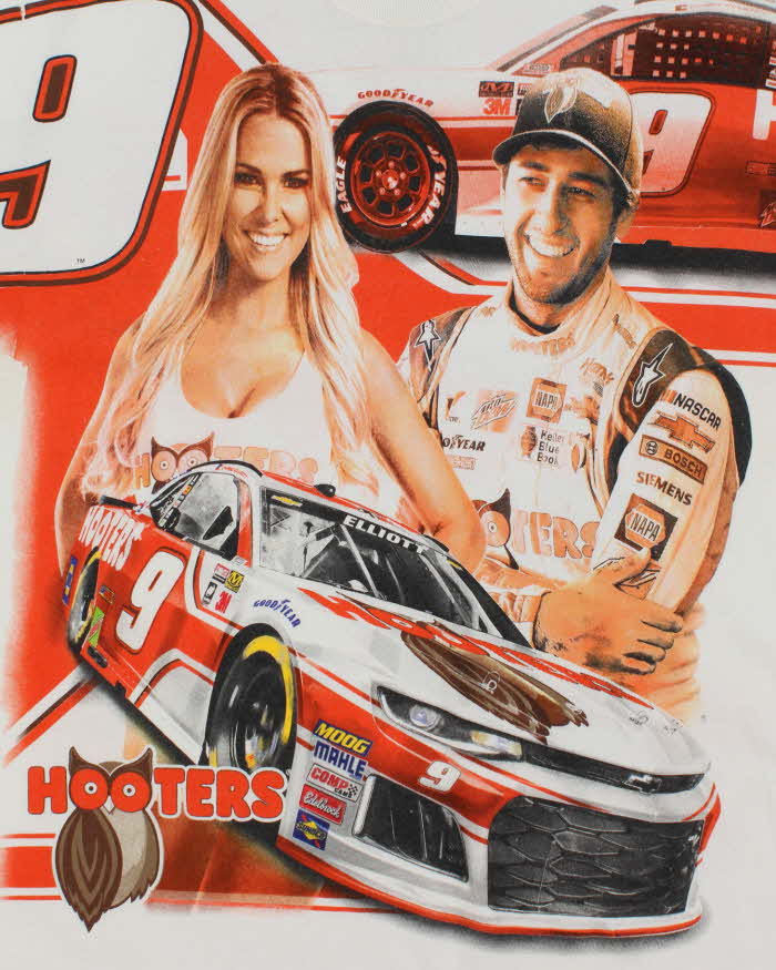Vintage Y2K Hendrick Motorsports Nascar Hooters All Over Print T-Shirt - XXL