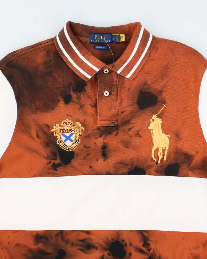 Vintage Y2K Ralph Lauren Bleach Dye Big Horse Polo Shirt - L