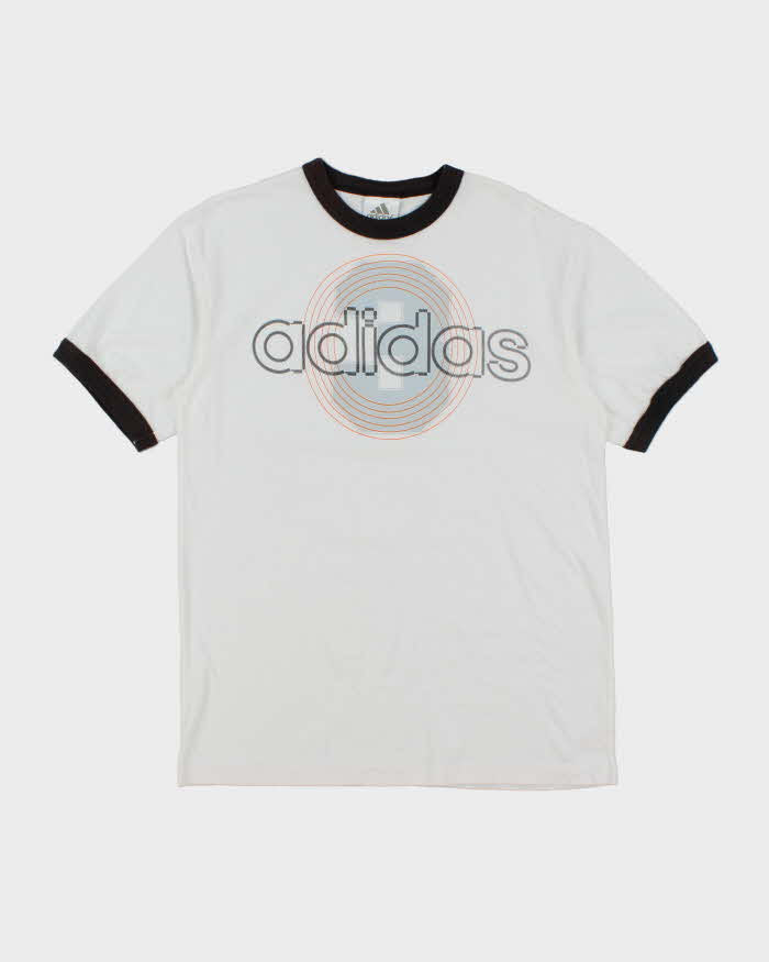 Vintage Y2K Adidas Centre Logo Graphic Ringer T-Shirt - L – Rokit