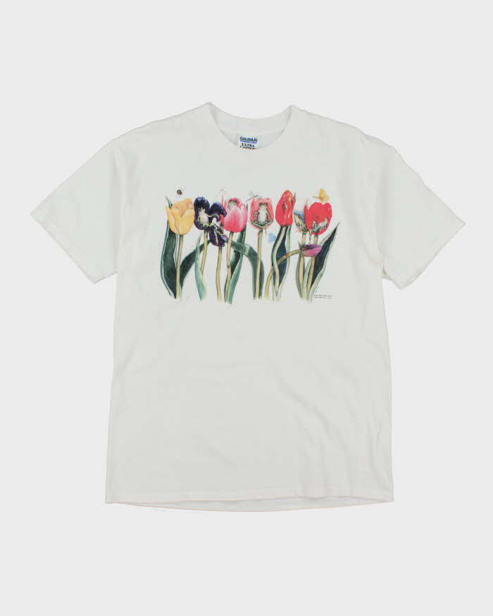 Vintage 90's Frogs in Flowers Graphic T-Shirt - L
