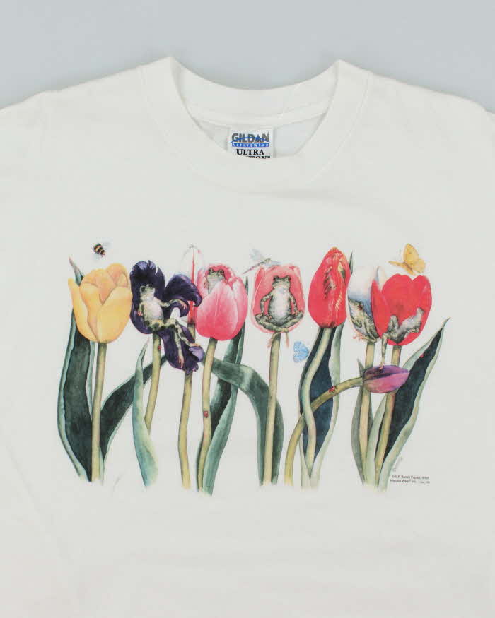 Vintage 90's Frogs in Flowers Graphic T-Shirt - L