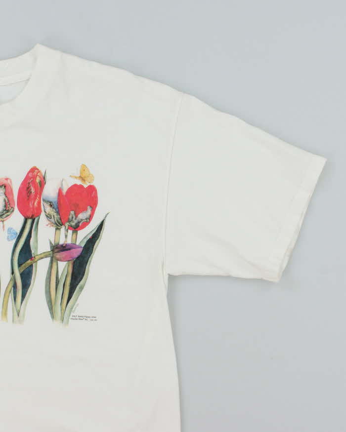 Vintage 90's Frogs in Flowers Graphic T-Shirt - L