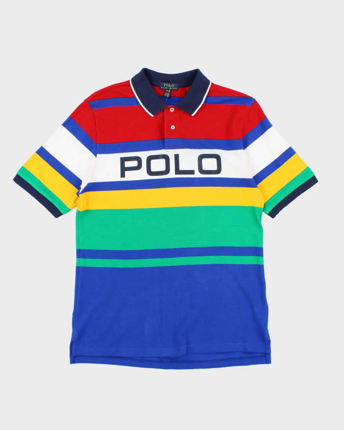 Vintage 2000's Ralph Lauren Polo Spell Out Patterned Polo Shirt - XL