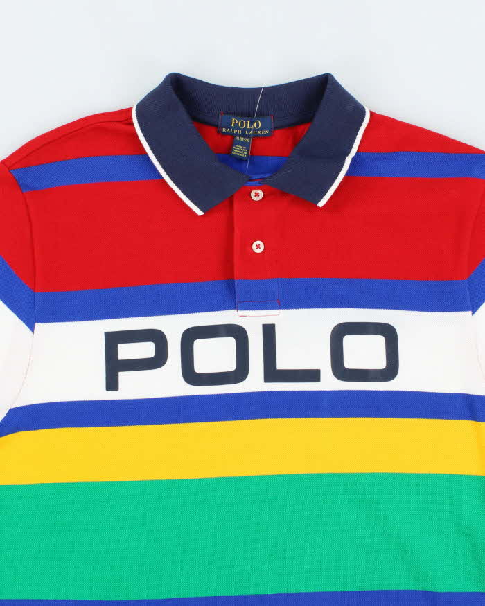 Vintage 2000's Ralph Lauren Polo Spell Out Patterned Polo Shirt - XL