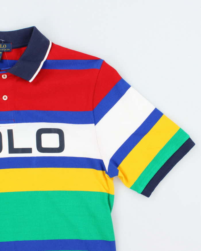 Vintage 2000's Ralph Lauren Polo Spell Out Patterned Polo Shirt - XL