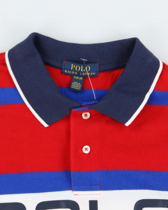 Vintage 2000's Ralph Lauren Polo Spell Out Patterned Polo Shirt - XL