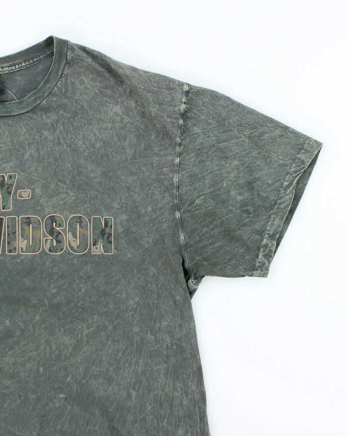 Vintage 2000's Harley Davidson Marble Wash Camo Graphic T-Shirt - XL