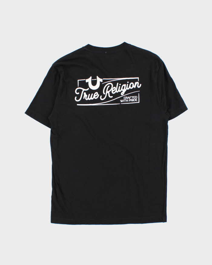 True Religion Black Felt Logo Crewneck T-Shirt - S