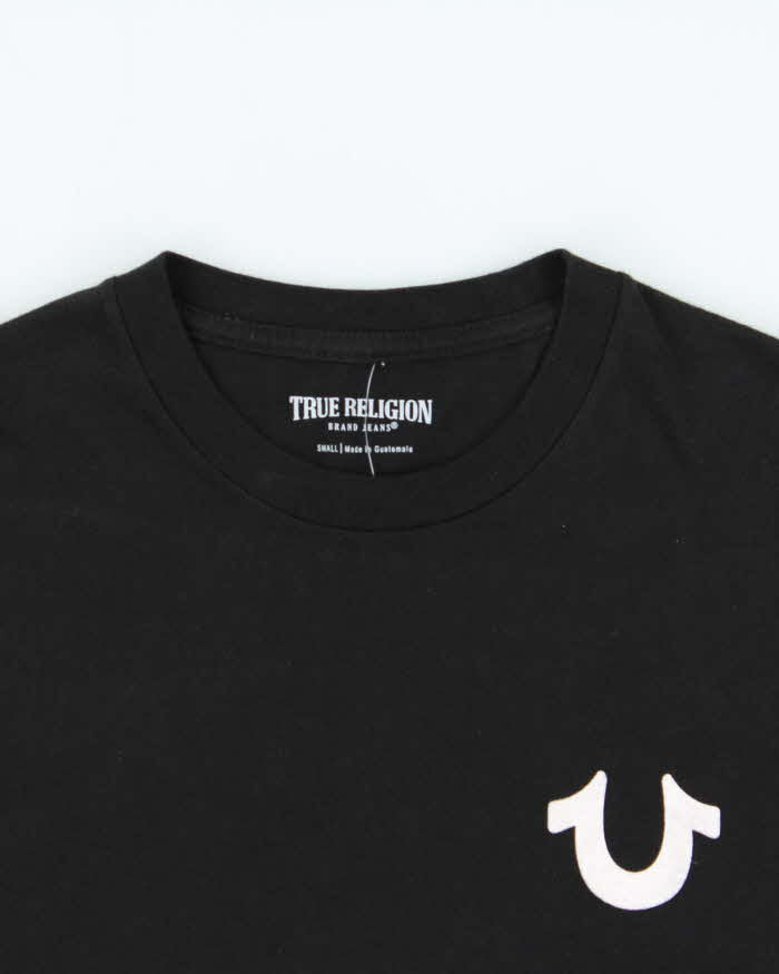True Religion Black Felt Logo Crewneck T-Shirt - S