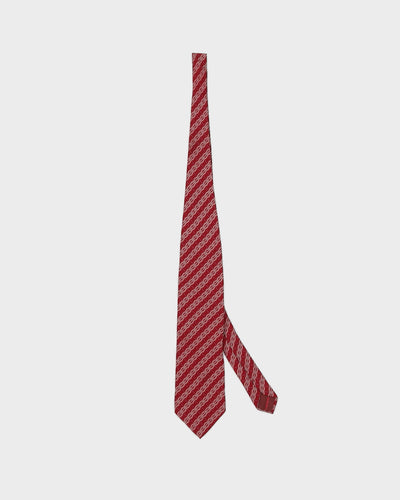 Vintage 80s Giorgio Armani Red Patterned Silk Tie