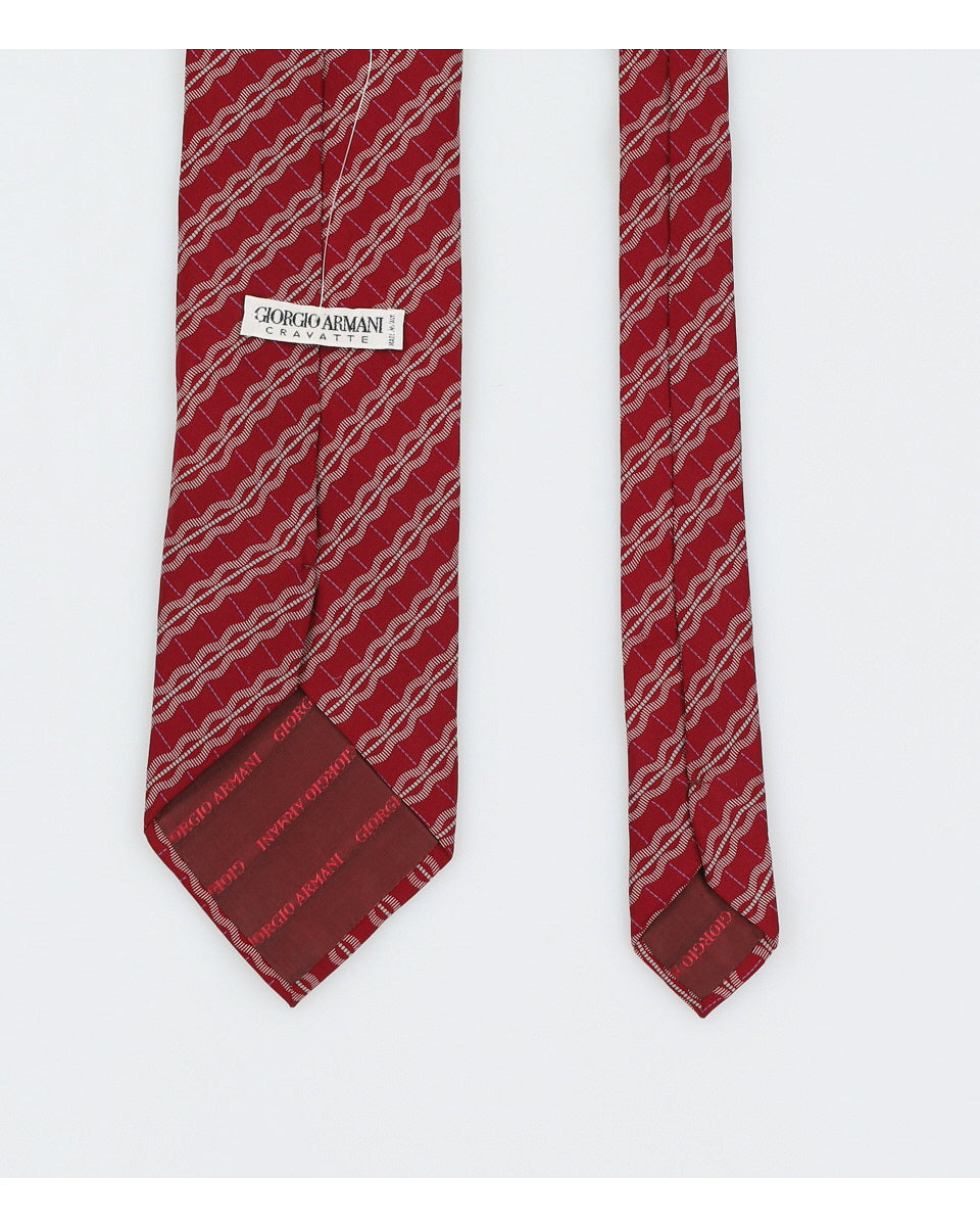 Vintage 80s Giorgio Armani Red Patterned Silk Tie