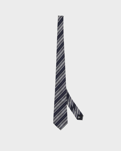 Giorgio Armani Blue Navy Striped Silk Tie