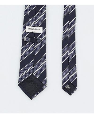 Giorgio Armani Blue Navy Striped Silk Tie