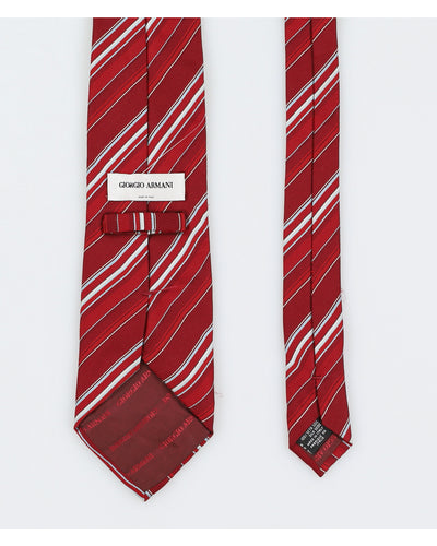 Giorgio Armani Red Striped Silk Tie