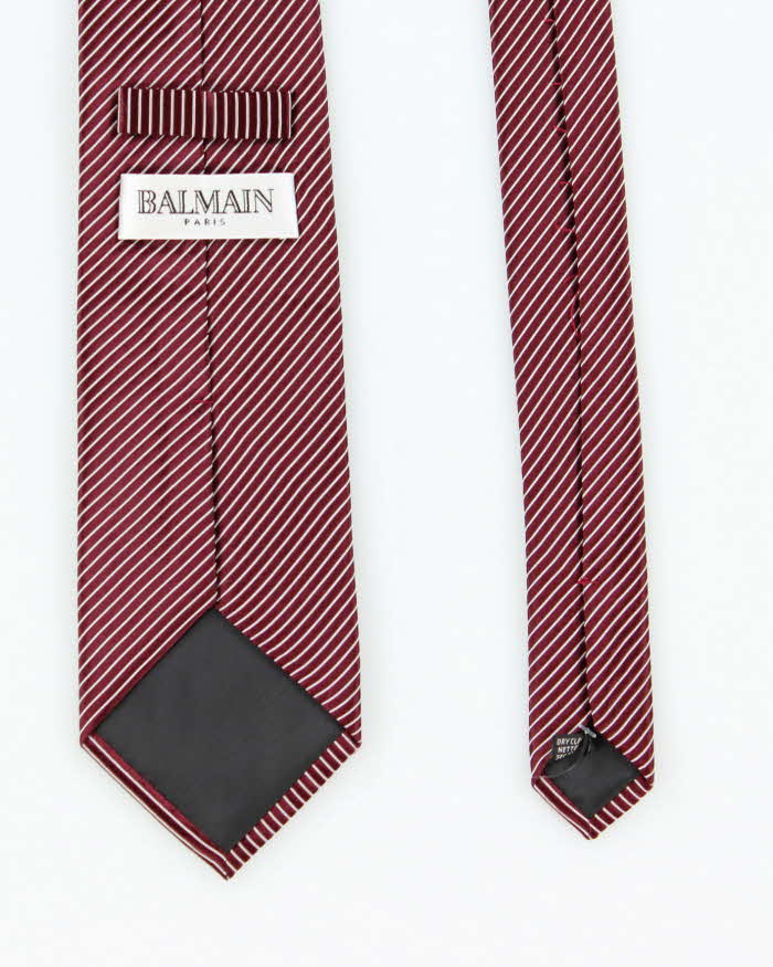 Vintage Balmain Red Striped Silk Tie