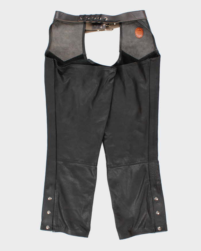 Vintage Men's Black Leather Chaps - 34