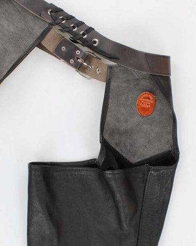 Vintage Men's Black Leather Chaps - 34