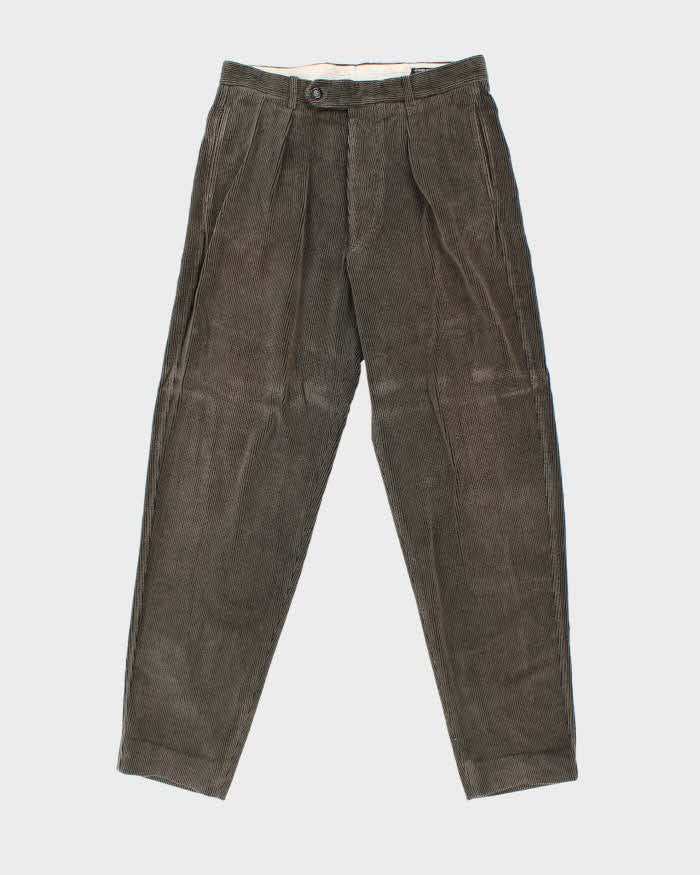 Vintage 1990s Giorgio Armani Pleated Corduroy Tapered Straight Leg